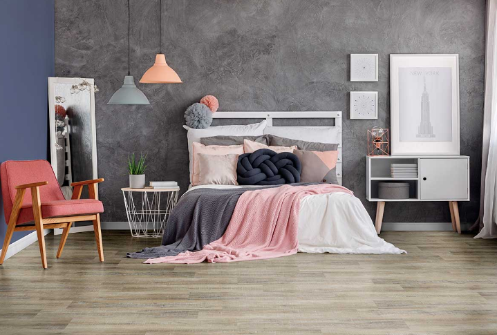 Habitación con suelo de vinilo