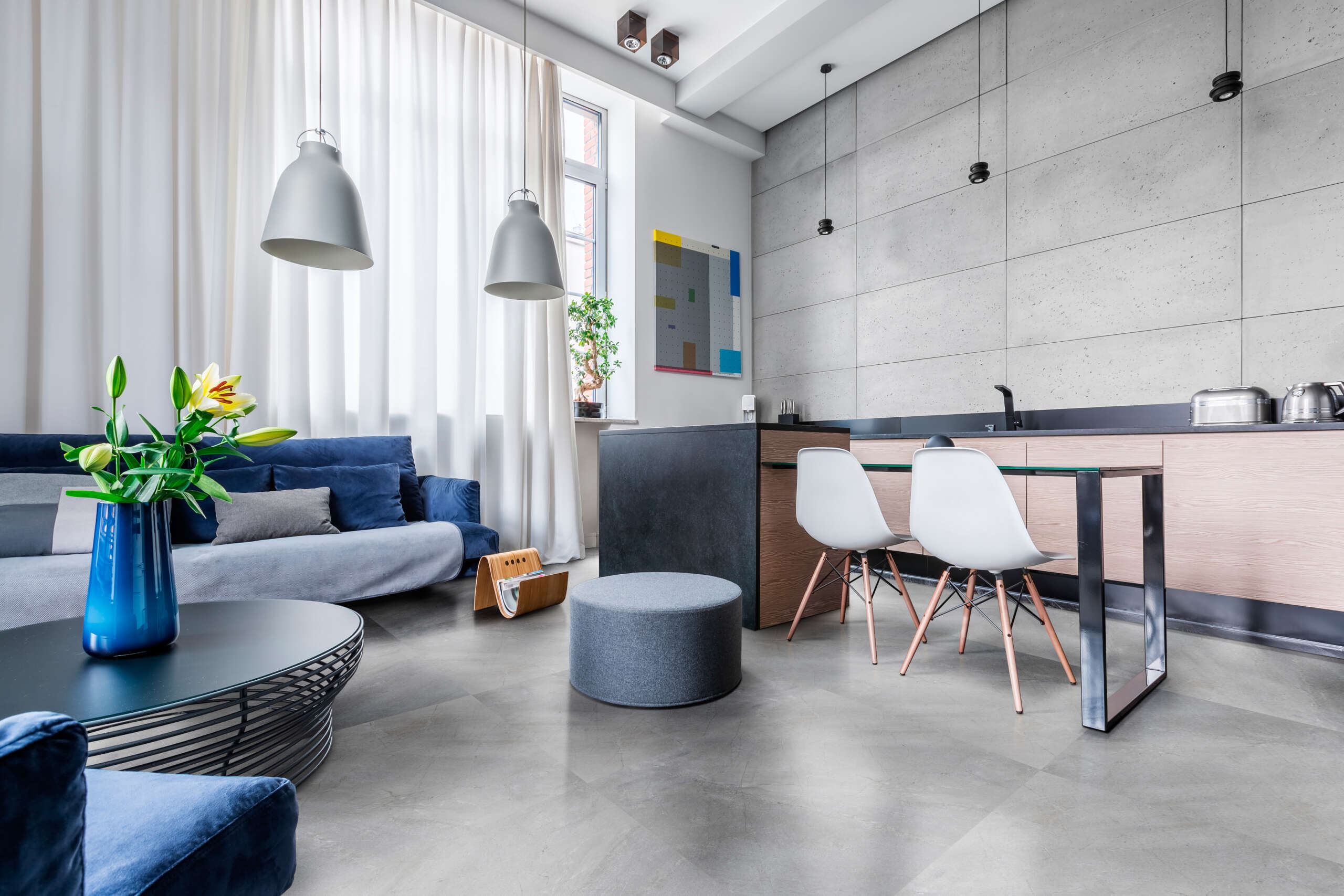 Cocina y sala integradas